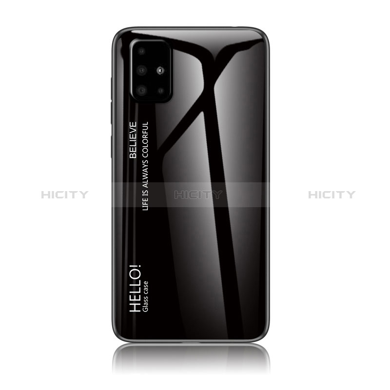 Samsung Galaxy A71 4G A715用ハイブリットバンパーケース プラスチック 鏡面 虹 グラデーション 勾配色 カバー LS1 サムスン 