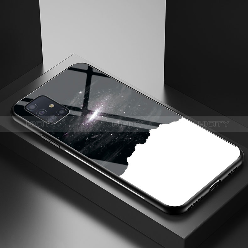 Samsung Galaxy A71 4G A715用ハイブリットバンパーケース プラスチック パターン 鏡面 カバー LS1 サムスン 
