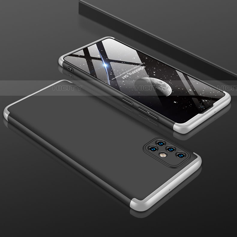Samsung Galaxy A71 5G用ハードケース プラスチック 質感もマット 前面と背面 360度 フルカバー サムスン シルバー・ブラック
