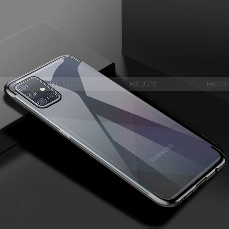 Samsung Galaxy A71 5G用極薄ソフトケース シリコンケース 耐衝撃 全面保護 クリア透明 H01 サムスン ブラック