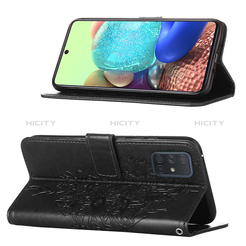 Samsung Galaxy A71 5G用手帳型 レザーケース スタンド バタフライ 蝶 カバー Y01B サムスン 