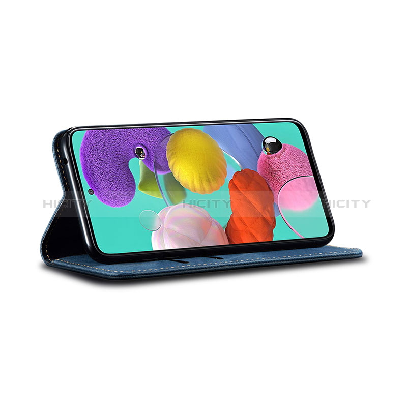 Samsung Galaxy A71 5G用手帳型 布 スタンド B01S サムスン 