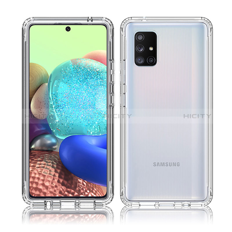 Samsung Galaxy A71 5G用前面と背面 360度 フルカバー 極薄ソフトケース シリコンケース 耐衝撃 全面保護 バンパー 勾配色 透明 サムスン 