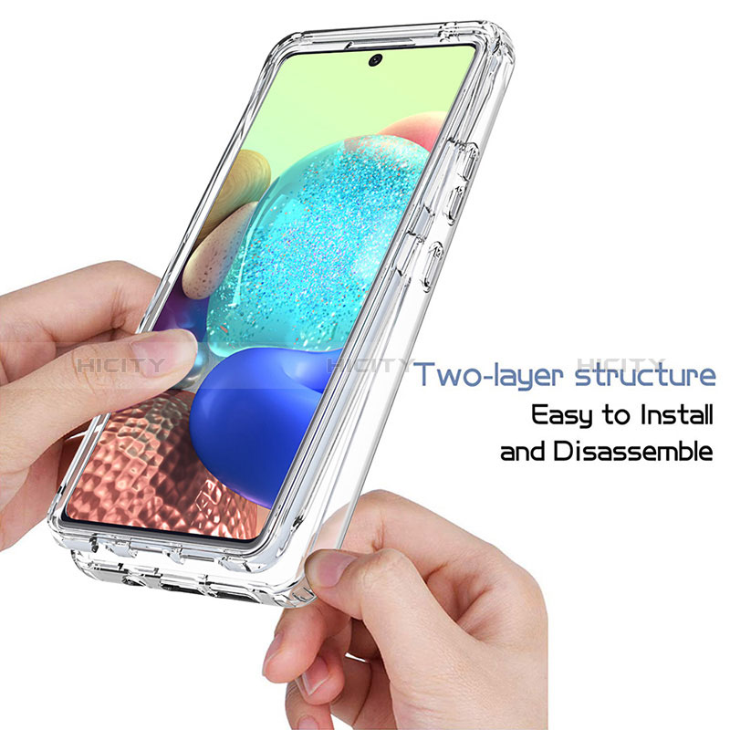 Samsung Galaxy A71 5G用前面と背面 360度 フルカバー 極薄ソフトケース シリコンケース 耐衝撃 全面保護 バンパー 勾配色 透明 サムスン 