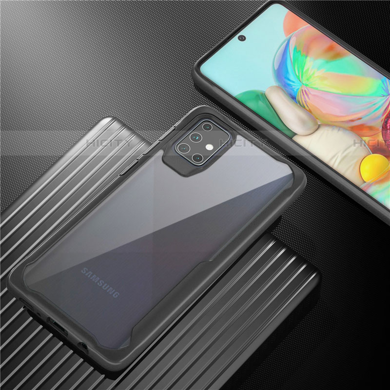 Samsung Galaxy A71 5G用ハイブリットバンパーケース クリア透明 プラスチック 鏡面 カバー M02 サムスン 