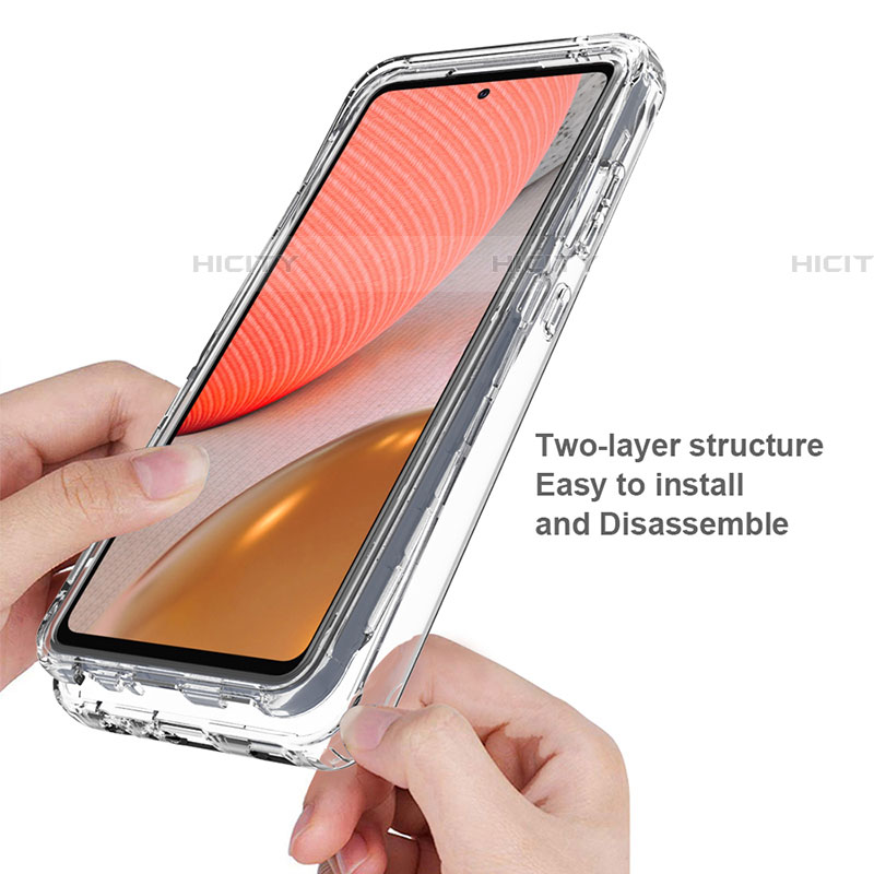 Samsung Galaxy A72 4G用前面と背面 360度 フルカバー 極薄ソフトケース シリコンケース 耐衝撃 全面保護 バンパー 勾配色 透明 サムスン 