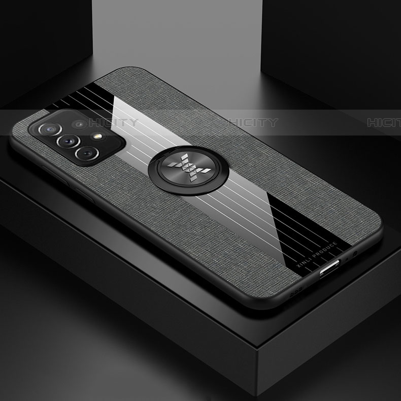 Samsung Galaxy A72 5G用極薄ソフトケース シリコンケース 耐衝撃 全面保護 アンド指輪 マグネット式 バンパー X01L サムスン グレー