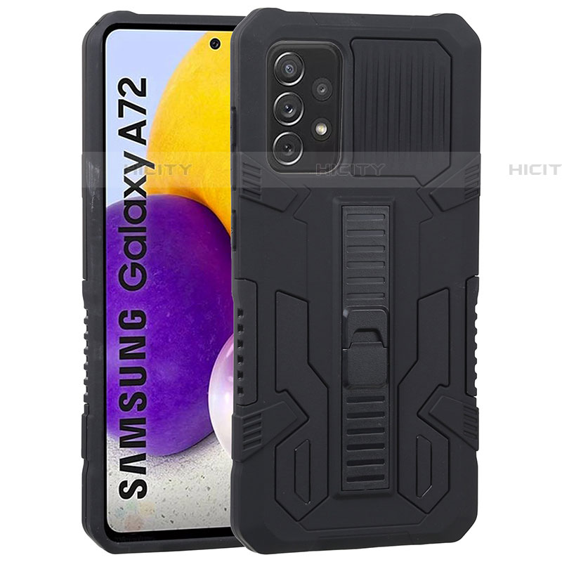 Samsung Galaxy A72 5G用ハイブリットバンパーケース スタンド プラスチック 兼シリコーン カバー ZJ1 サムスン ブラック