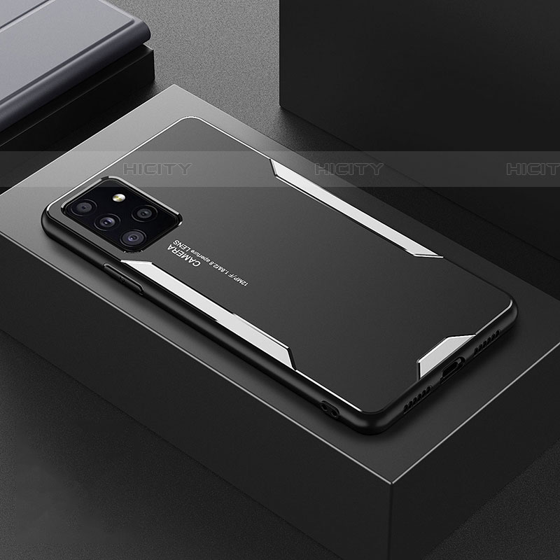 Samsung Galaxy A72 5G用ケース 高級感 手触り良い アルミメタル 製の金属製 兼シリコン カバー サムスン シルバー