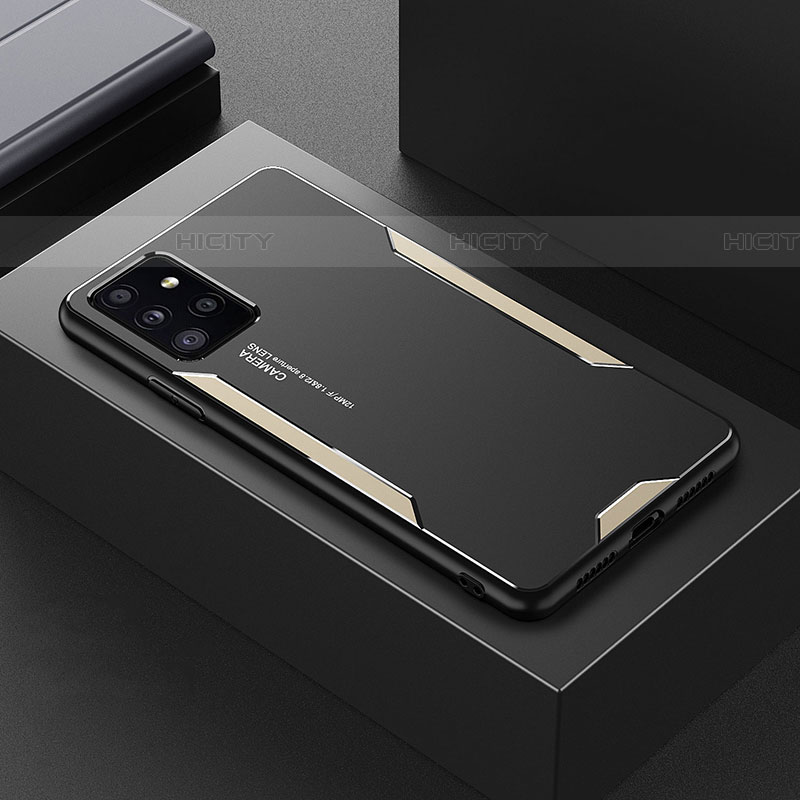 Samsung Galaxy A72 5G用ケース 高級感 手触り良い アルミメタル 製の金属製 兼シリコン カバー サムスン ゴールド
