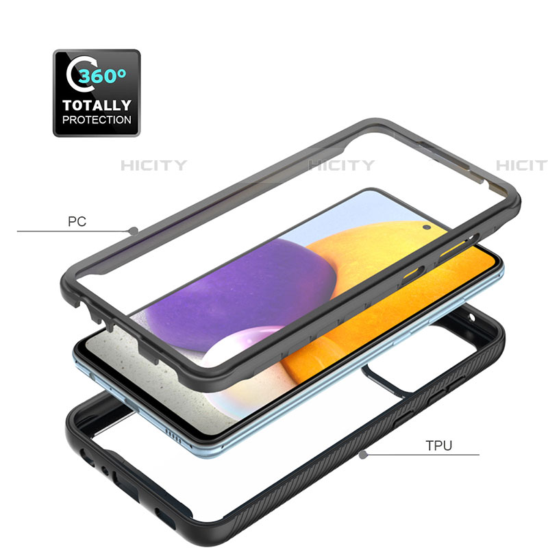 Samsung Galaxy A72 5G用360度 フルカバー ハイブリットバンパーケース クリア透明 プラスチック カバー ZJ3 サムスン 