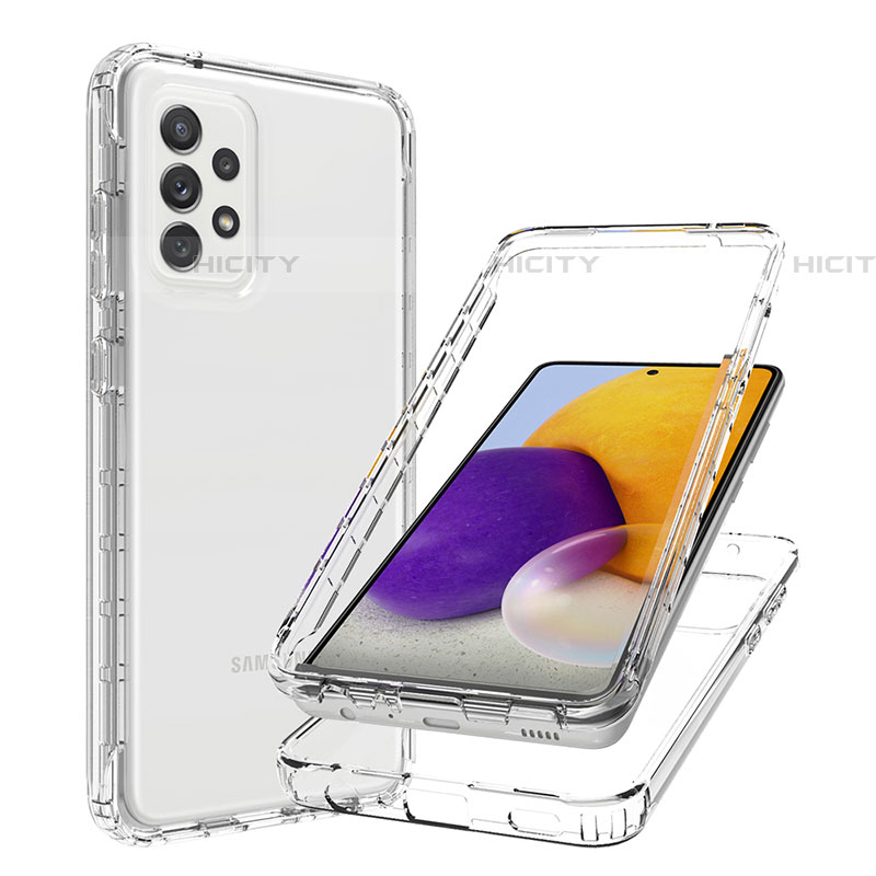 Samsung Galaxy A72 5G用前面と背面 360度 フルカバー 極薄ソフトケース シリコンケース 耐衝撃 全面保護 バンパー 勾配色 透明 JX1 サムスン 