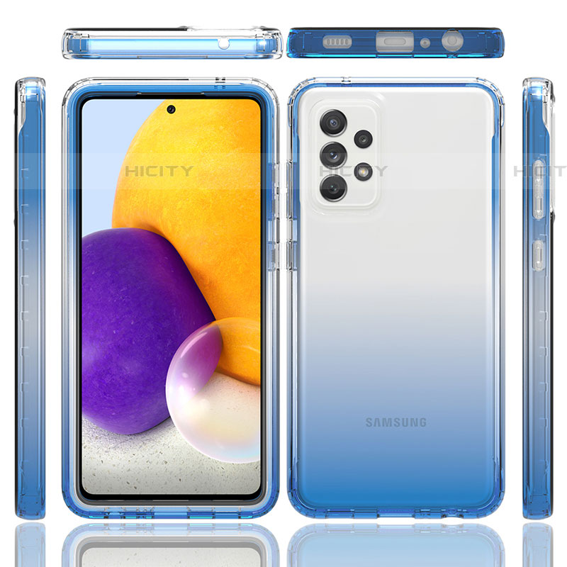 Samsung Galaxy A72 5G用前面と背面 360度 フルカバー 極薄ソフトケース シリコンケース 耐衝撃 全面保護 バンパー 勾配色 透明 JX1 サムスン 
