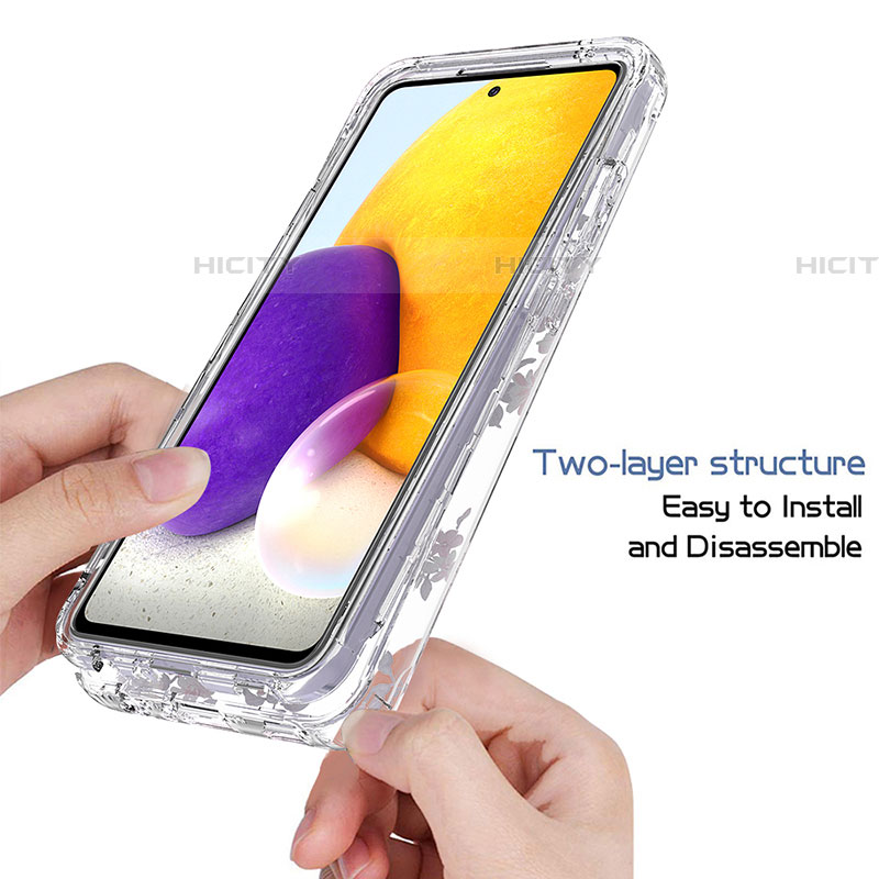 Samsung Galaxy A72 5G用前面と背面 360度 フルカバー 極薄ソフトケース シリコンケース 耐衝撃 全面保護 バンパー 透明 サムスン 