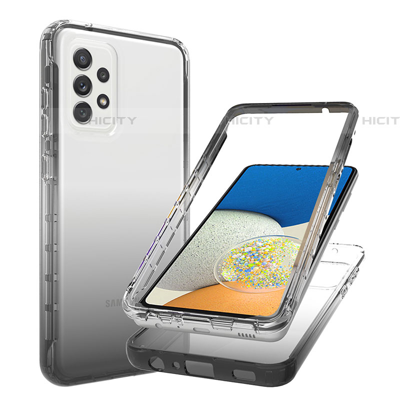 Samsung Galaxy A73 5G用前面と背面 360度 フルカバー 極薄ソフトケース シリコンケース 耐衝撃 全面保護 バンパー 勾配色 透明 JX1 サムスン ブラック