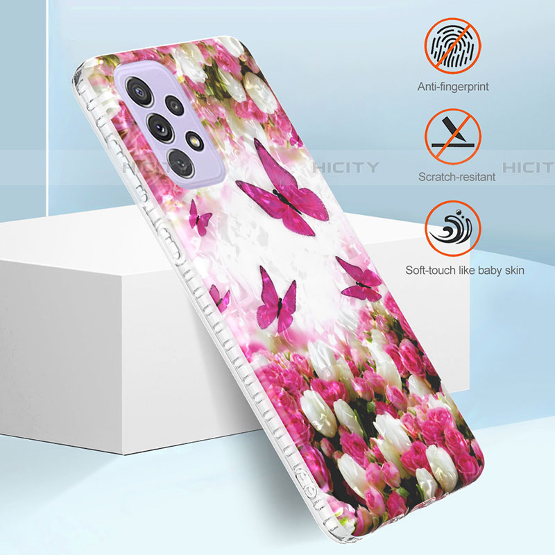 Samsung Galaxy A73 5G用シリコンケース ソフトタッチラバー バタフライ パターン カバー Y04B サムスン 