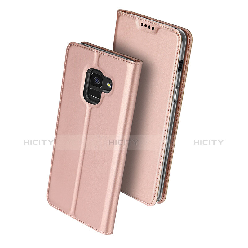 Samsung Galaxy A8 (2018) A530F用手帳型 レザーケース スタンド サムスン ローズゴールド