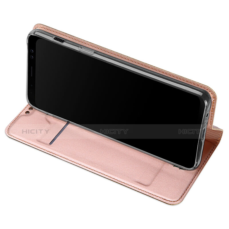 Samsung Galaxy A8 (2018) A530F用手帳型 レザーケース スタンド サムスン ローズゴールド