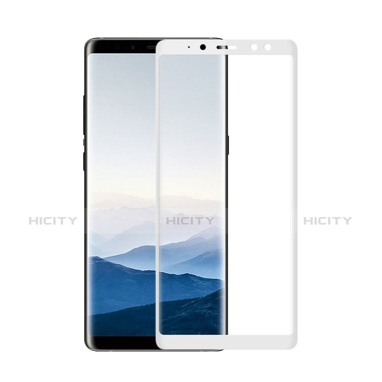 Samsung Galaxy A8 (2018) A530F用強化ガラス フル液晶保護フィルム F02 サムスン ホワイト