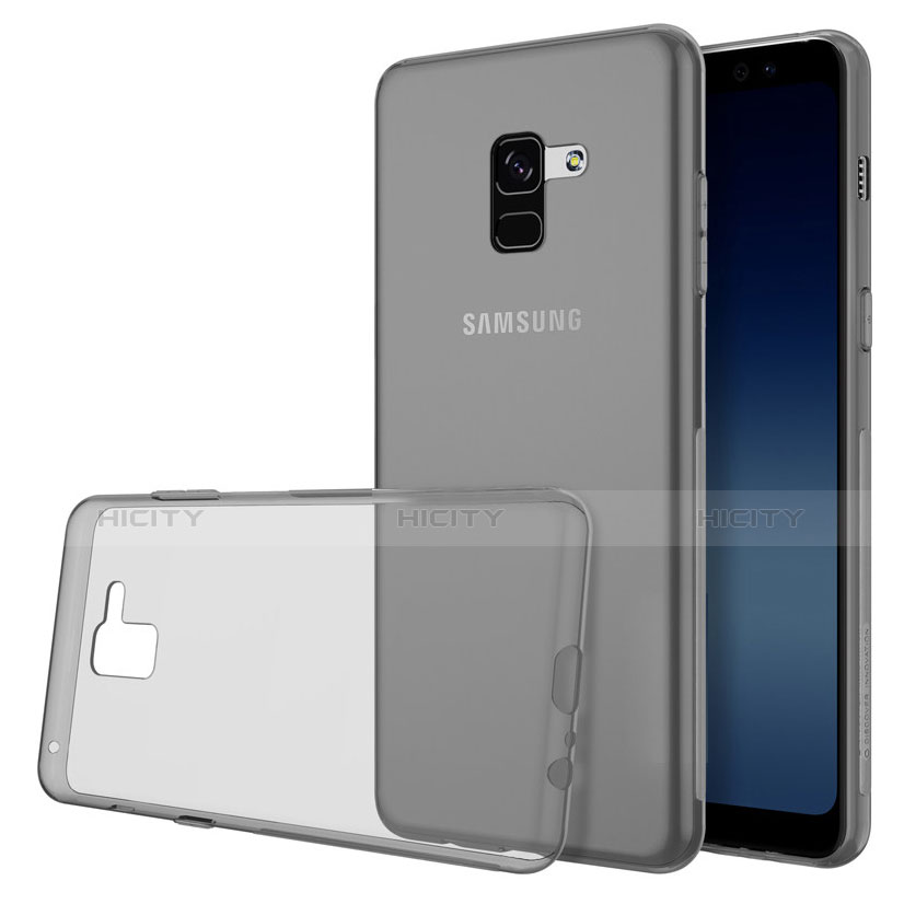 Samsung Galaxy A8 (2018) Duos A530F用極薄ソフトケース シリコンケース 耐衝撃 全面保護 クリア透明 カバー サムスン グレー