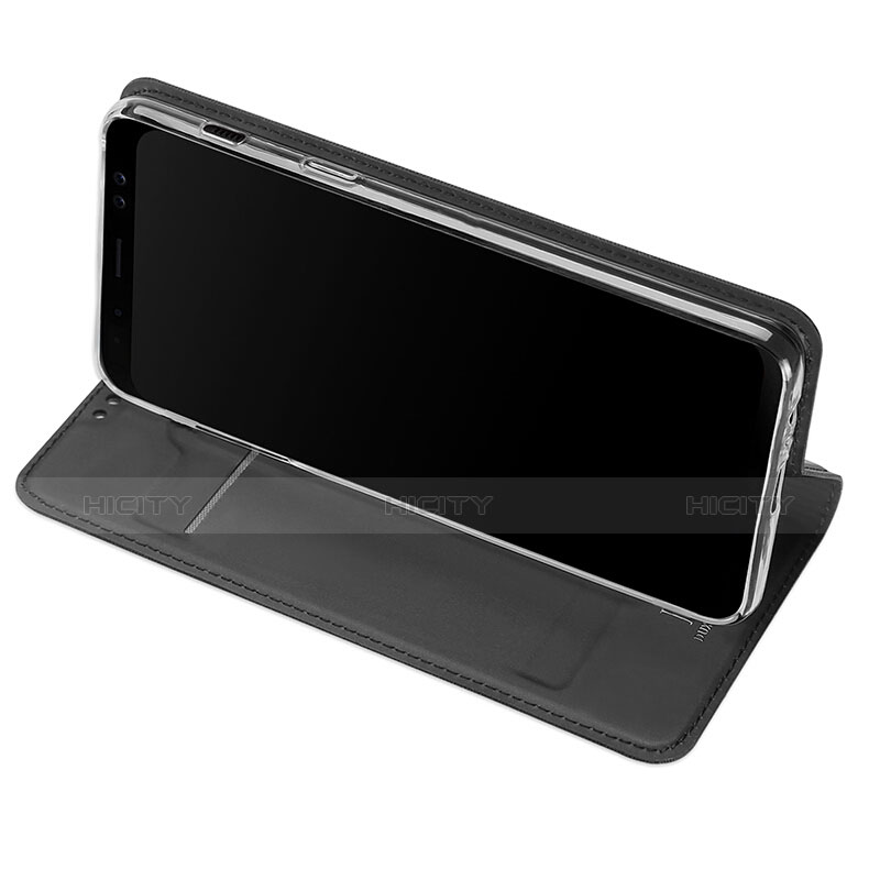 Samsung Galaxy A8 (2018) Duos A530F用手帳型 レザーケース スタンド サムスン ブラック