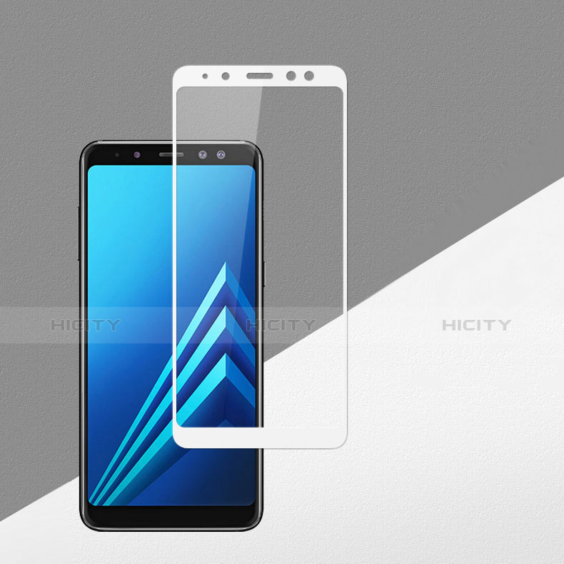 Samsung Galaxy A8 (2018) Duos A530F用強化ガラス フル液晶保護フィルム サムスン ホワイト