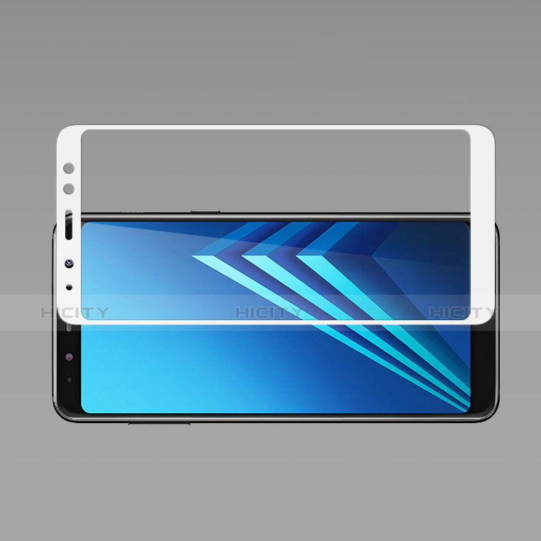 Samsung Galaxy A8 (2018) Duos A530F用強化ガラス フル液晶保護フィルム サムスン ホワイト