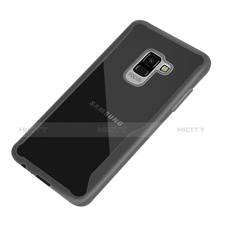 Samsung Galaxy A8+ A8 Plus (2018) A730F用バンパーケース クリア透明 サムスン ブラック