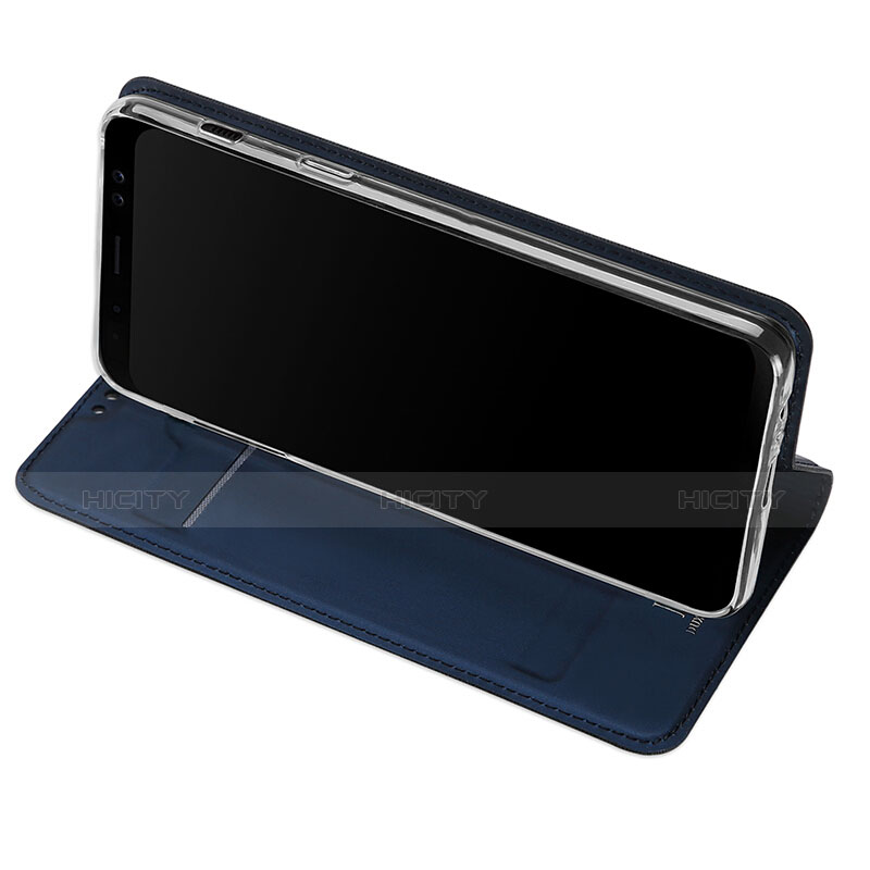 Samsung Galaxy A8+ A8 Plus (2018) A730F用手帳型 レザーケース スタンド サムスン ネイビー