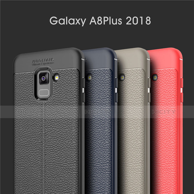 Samsung Galaxy A8+ A8 Plus (2018) A730F用シリコンケース ソフトタッチラバー レザー柄 サムスン 