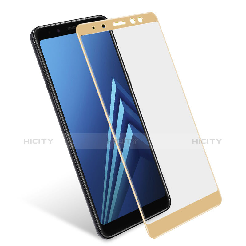 Samsung Galaxy A8+ A8 Plus (2018) A730F用強化ガラス フル液晶保護フィルム サムスン ゴールド