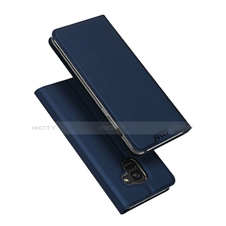 Samsung Galaxy A8+ A8 Plus (2018) Duos A730F用手帳型 レザーケース スタンド サムスン ネイビー
