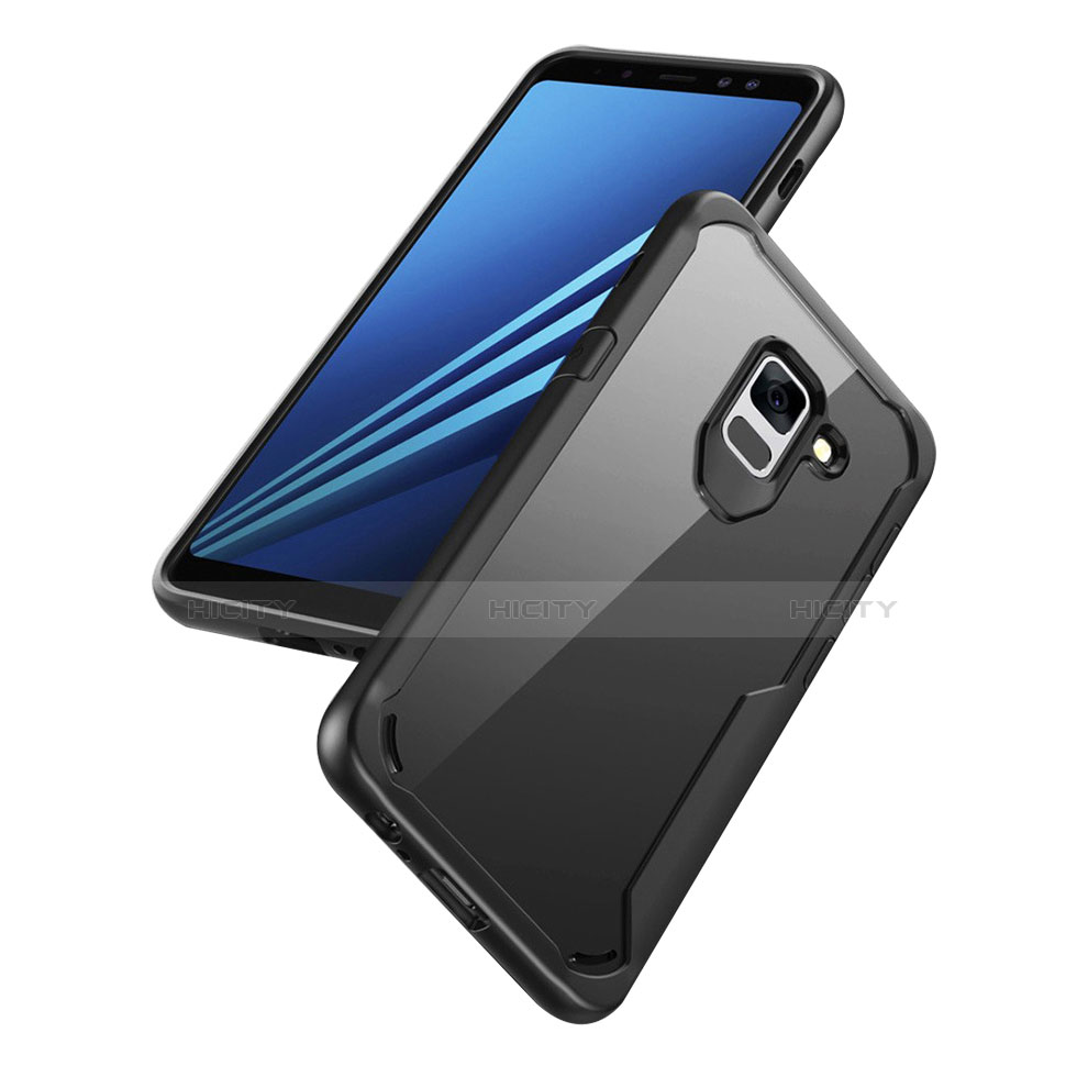 Samsung Galaxy A8+ A8 Plus (2018) Duos A730F用ハイブリットバンパーケース クリア透明 プラスチック 鏡面 カバー サムスン 