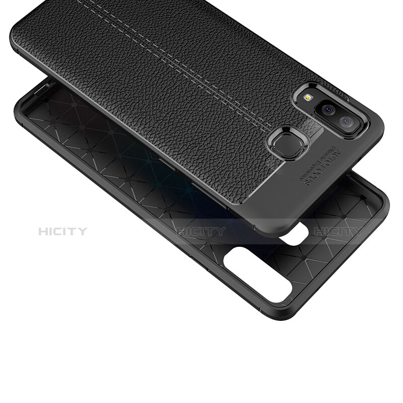Samsung Galaxy A8 Star用シリコンケース ソフトタッチラバー レザー柄 K01 サムスン ブラック