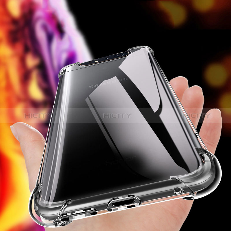 Samsung Galaxy A80用極薄ソフトケース シリコンケース 耐衝撃 全面保護 クリア透明 T06 サムスン クリア