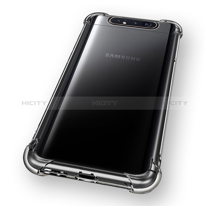 Samsung Galaxy A80用極薄ソフトケース シリコンケース 耐衝撃 全面保護 クリア透明 T06 サムスン クリア