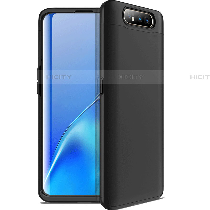 Samsung Galaxy A80用ハードケース プラスチック 質感もマット 前面と背面 360度 フルカバー C01 サムスン ブラック