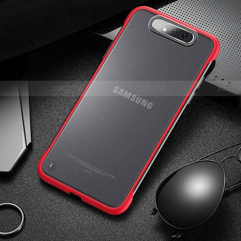 Samsung Galaxy A80用ハードカバー クリスタル クリア透明 S02 サムスン レッド