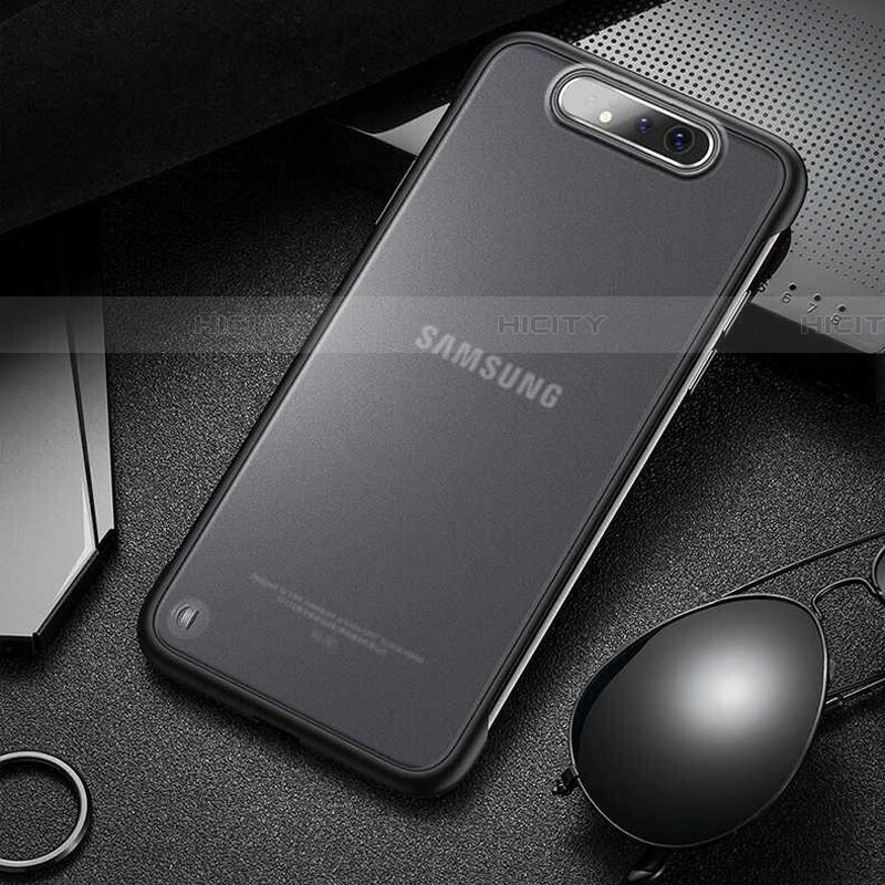 Samsung Galaxy A80用ハードカバー クリスタル クリア透明 S02 サムスン ブラック