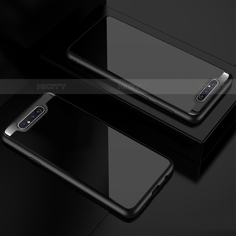 Samsung Galaxy A80用ハイブリットバンパーケース クリア透明 プラスチック 鏡面 カバー サムスン 