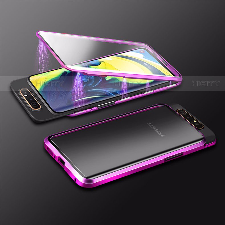 Samsung Galaxy A80用ケース 高級感 手触り良い アルミメタル 製の金属製 360度 フルカバーバンパー 鏡面 カバー M01 サムスン 