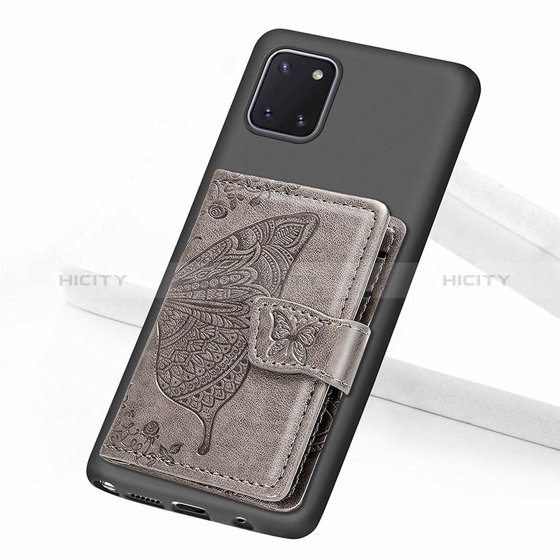 Samsung Galaxy A81用極薄ソフトケース シリコンケース 耐衝撃 全面保護 マグネット式 バンパー S09D サムスン グレー