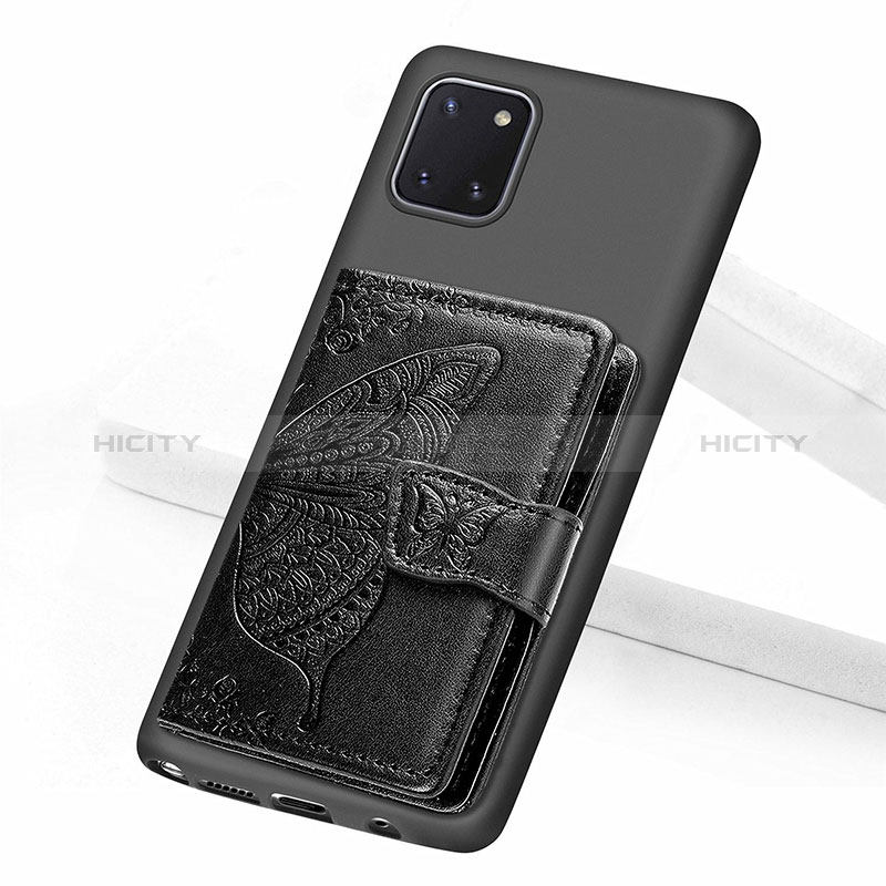 Samsung Galaxy A81用極薄ソフトケース シリコンケース 耐衝撃 全面保護 マグネット式 バンパー S09D サムスン ブラック
