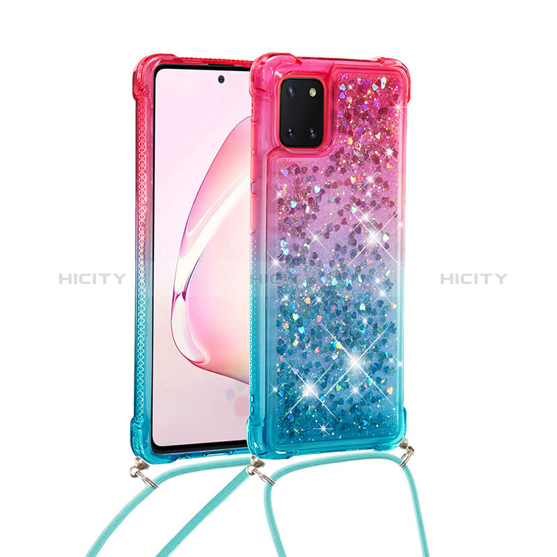 Samsung Galaxy A81用シリコンケース ソフトタッチラバー ブリンブリン カバー 携帯ストラップ S01 サムスン ピンク