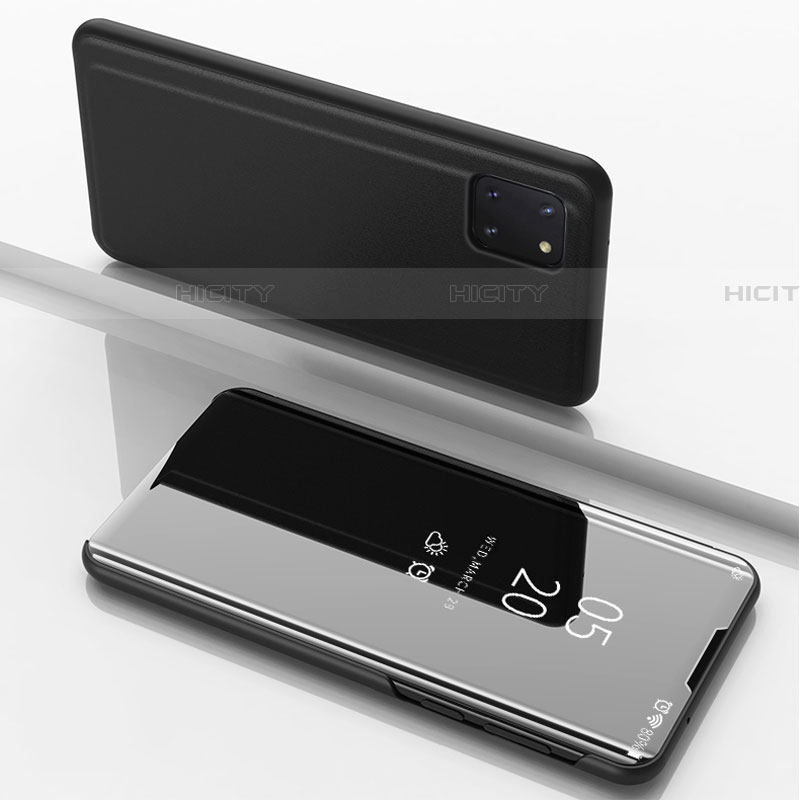 Samsung Galaxy A81用手帳型 レザーケース スタンド 鏡面 カバー サムスン ブラック