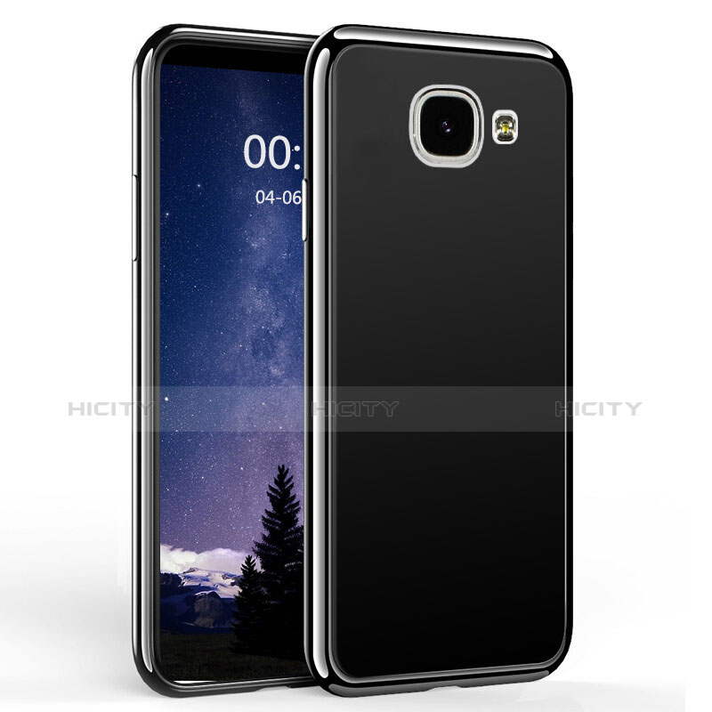 Samsung Galaxy A9 (2016) A9000用360度 フルカバーハイブリットバンパーケース クリア透明 プラスチック 鏡面 サムスン ブラック