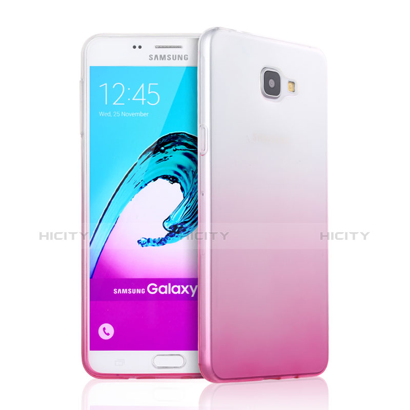 Samsung Galaxy A9 (2016) A9000用極薄ソフトケース グラデーション 勾配色 クリア透明 サムスン ピンク