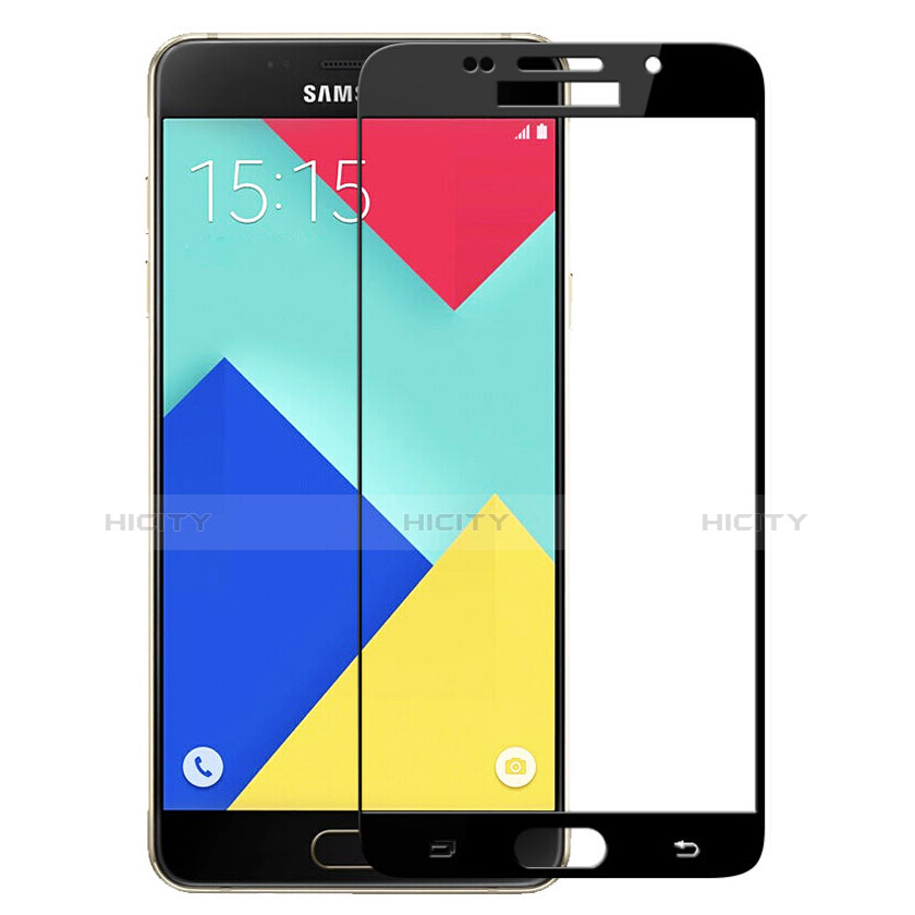 Samsung Galaxy A9 (2016) A9000用強化ガラス フル液晶保護フィルム F03 サムスン ブラック