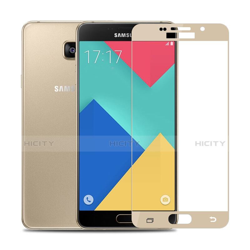 Samsung Galaxy A9 (2016) A9000用強化ガラス フル液晶保護フィルム F02 サムスン ゴールド