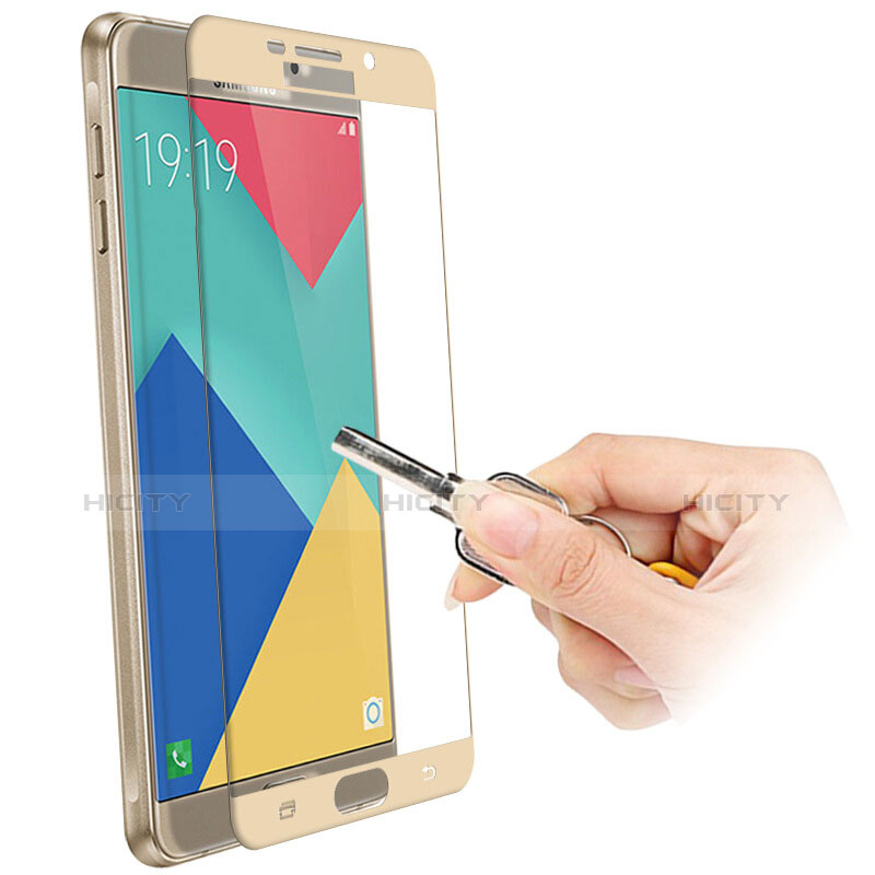 Samsung Galaxy A9 (2016) A9000用強化ガラス フル液晶保護フィルム F04 サムスン ゴールド